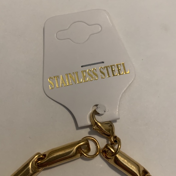 Stainless Steel Bracelet With Gold Wash - Picture 3 of 5